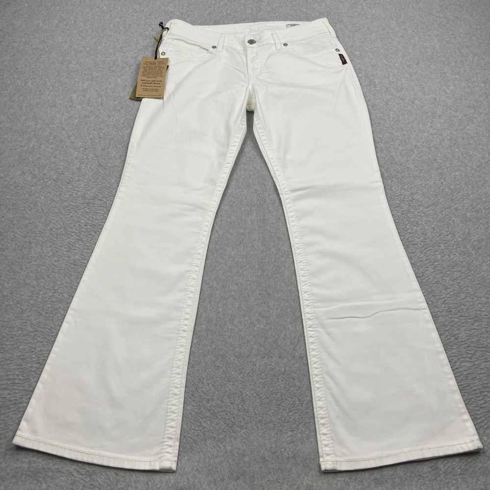 NEW Silver Jeans Suki Bootcut Jeans Womens 32x32 White FLEX Mid Rise Denim Pants